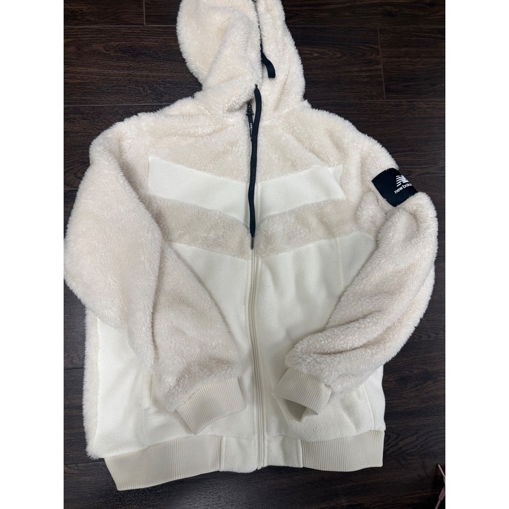 New Balance Cream Sherpa Teddy Fleece Zip-Up Hoodie‎ - Size L